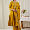 Dhiyona IE Ethnic Motifs Embroidered Thread Work Pure Cotton Kurta With Trousers & Dupatta
