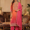 Dhiyona IE Bandhani Printed Straight Sequinned Kurta With Trousers & Dupatta