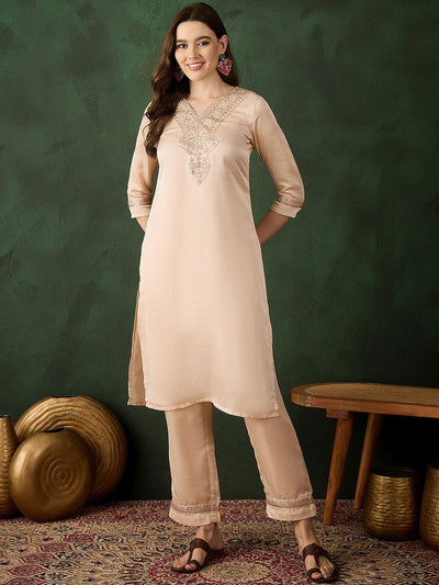 Indyancart SN Women's Ethnic Motifs Designer & Jari Work Kurta With Trousers