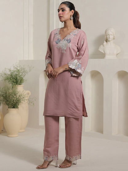 Women Floral Embroidered Straight Kurta with Palazzo