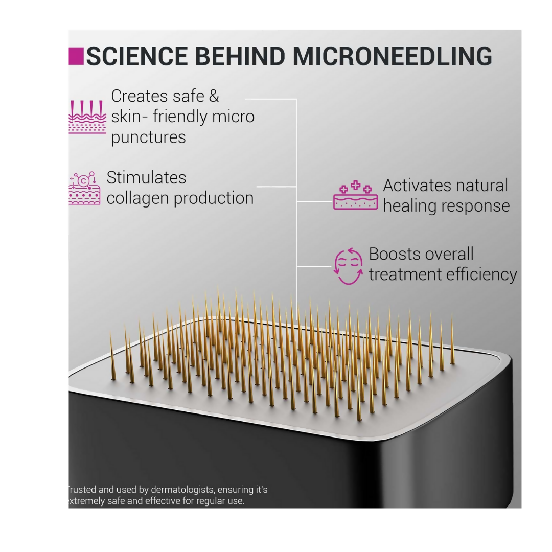 Sotrue Derma Stamp for hair growth with adjustable needles from 0.25mm to 3mm, a face care tool for scalp stimulation.