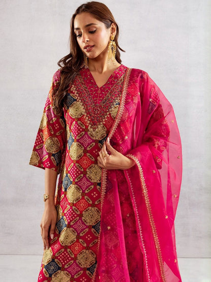 Women Ethnic Motifs Printed Regular Kurta with Palazzos & Dupatta