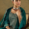 Indyancart IE Floral Yoke Design Sequinned Velvet Straight Kurta With Trousers & Dupatta