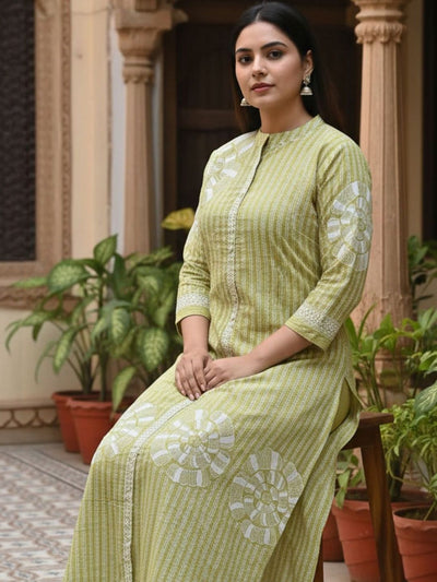Indyancart IE Women Printed Pure Cotton Kurta with Trouser