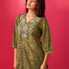 Dhiyona IE Women Ethnic Motifs Printed Straight Thread Work Kurta with Trousers