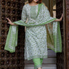 Dhiyona IE Floral Printed Pure Cotton Straight Kurta With Trouser And Dupatta