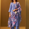 Dhiyona IE Floral Regular Thread Work Kurta With Trousers & Dupatta