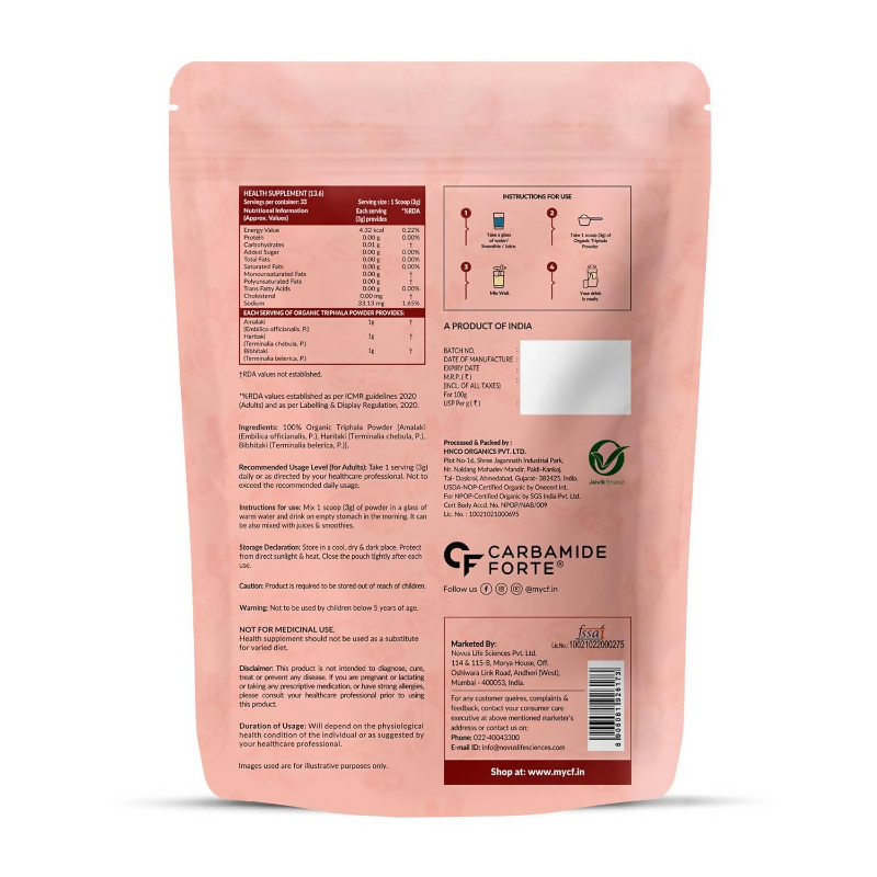 Carbamide Forte Organic Triphala Powder