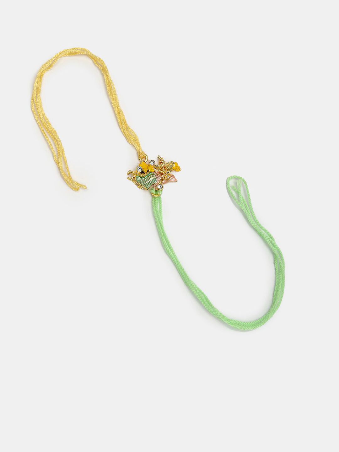 Anouk Unisex Set Of 2 Multicolor Gold-Toned Radha Krishna Beaded Bhaiya Bhabhi Rakhi