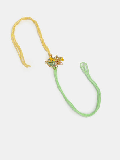 Anouk Unisex Set Of 2 Multicolor Gold-Toned Radha Krishna Beaded Bhaiya Bhabhi Rakhi