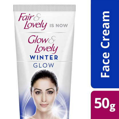 Glow & Lovely Winter Glow Face Cream jar with the creamy white product visible in a close-up shot.