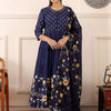 Dhiyona IE Women Floral Printed Panelled Thread Work Pure Cotton Kurta with Trousers & With Dupatta