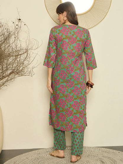 Women Ethnic Motifs Printed Pure Cotton Kurta with Trouser