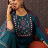 Dhiyona IE Floral Embroidered Thread Work Pure Cotton Straight Kurta With Trouser & Dupatta
