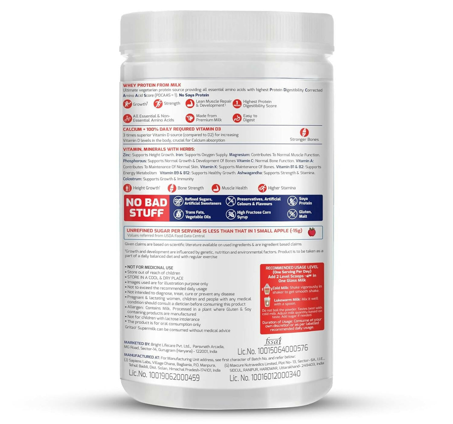 Gritzo Supermilk Height+ Health Drink For 13+Y Boys - Double Chocolate - Indyancart