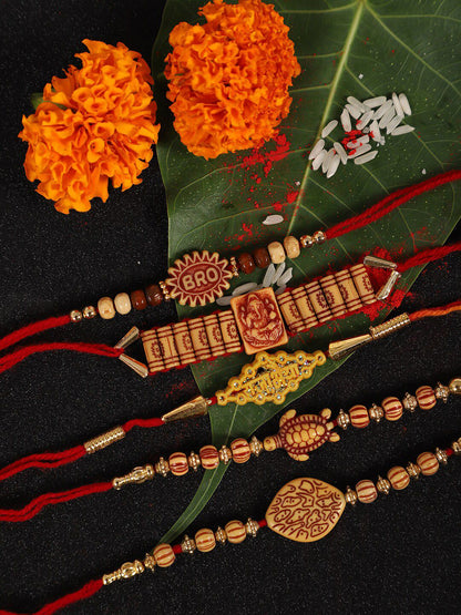 Anouk Set Of 5 Beaded Rakhis With Roli Rice & Greeting Card