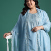 Indyancart Women's Embroidered Sequinned Kurta With Trousers & Dupatta