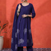 Dhiyona SN Women's Floral Printed Pure Cotton A-Line Kurta And Trousers With Dupatta