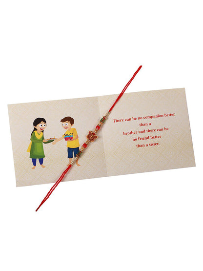 Anouk Butterfly Charm Beaded Rakhi Greeting Card & Roli Chawal