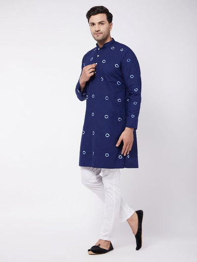 Men's Blue Pure Cotton Straight Kurta Pyjama Set