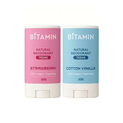 Bitamin Natural Deodorant Strawberry, Cotton Vanilla Teens