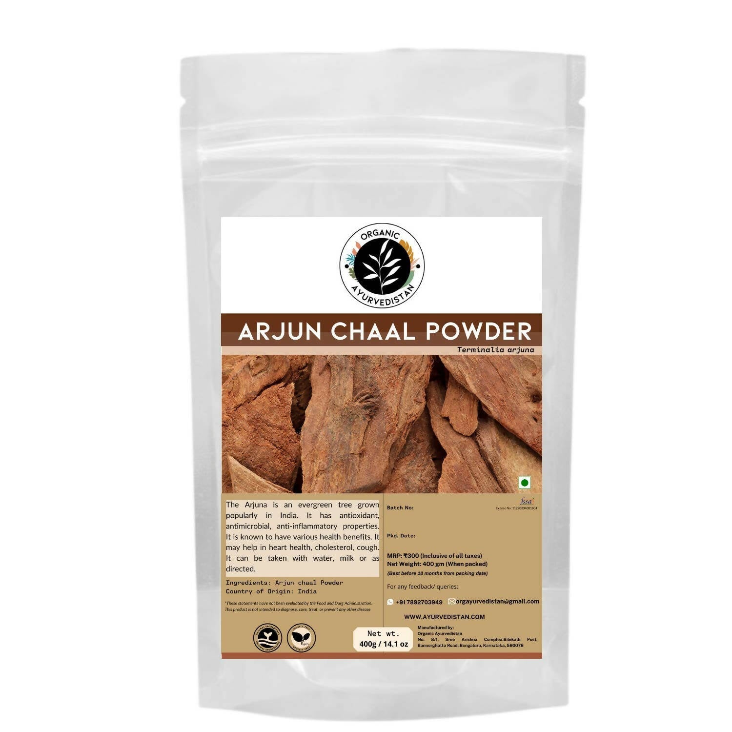 Organic Ayurvedistan Arjun Chaal Powder - Indyancart