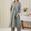 Dhiyona IE Floral Printed V-Neck Pure Cotton A-Line Kurta With Trousers