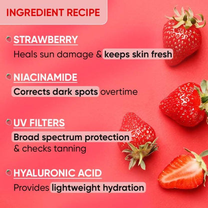 Dot & Key Strawberry Dew Tinted Sunscreen in shade 05 Beige, featuring a lightweight formula and natural beige tint.