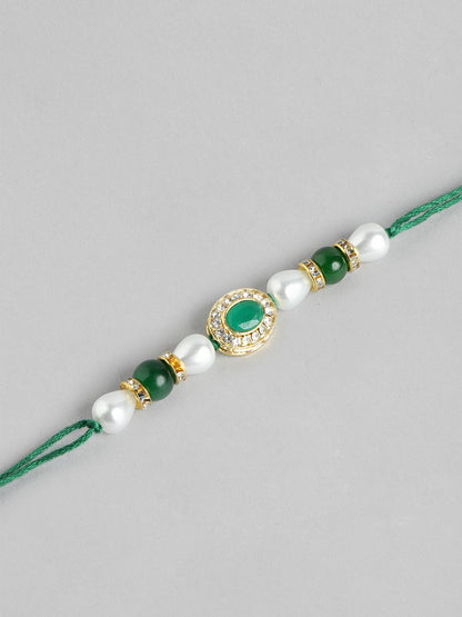 Anouk Unisex Set of 2 Beaded Bhai Bhabhi Rakhis With Roli & Chawal