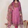 Dhiyona IE Ethnic Motifs Embroidered Chanderi Cotton Kurta With Trousers & Dupatta