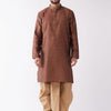 Men's Maroon Silk Blend Straight Kurta and Dhoti Set