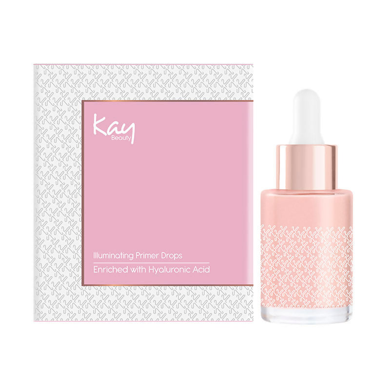 Kay Beauty Illuminating Primer Drops in Rosey Twirl, a face primer with a radiant, rosy glow for luminous skin.