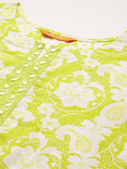 Women Ethnic Motifs Printed Regular Thread Work Pure Cotton Kurta with Trousers & With Dupatta
