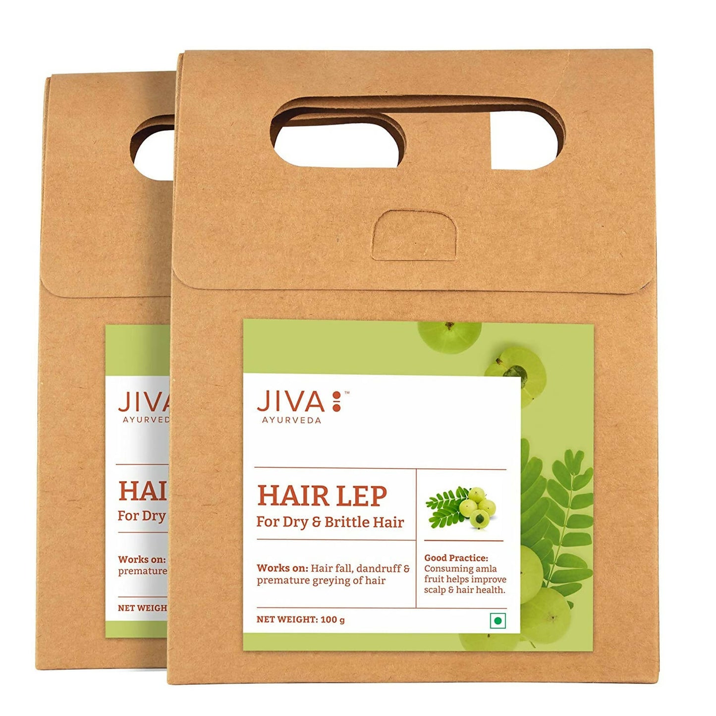 Jiva Ayurveda Hair Lep hair mask jar with herbal ingredients, designed to nourish and strengthen hair naturally.