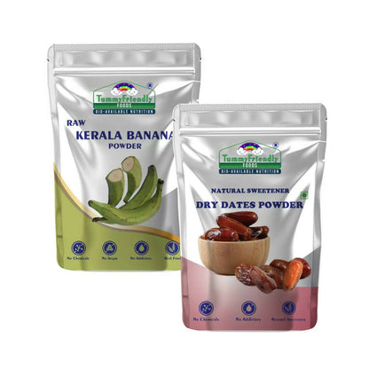 TummyFriendly Foods Dry Dates Powder and Raw Kerala Banana Powder Combo