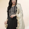 Dhiyona IE Women Ethnic Motifs Embroidered Regular Thread Work Liva Kurta with Trousers & With Dupatta