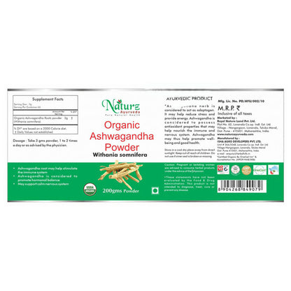 Naturz Ayurveda Organic Ashwagandha Powder