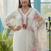 Indyancart IE Women Floral Embroidered Thread Work Kurta with Trousers & Dupatta Kurta Sets
