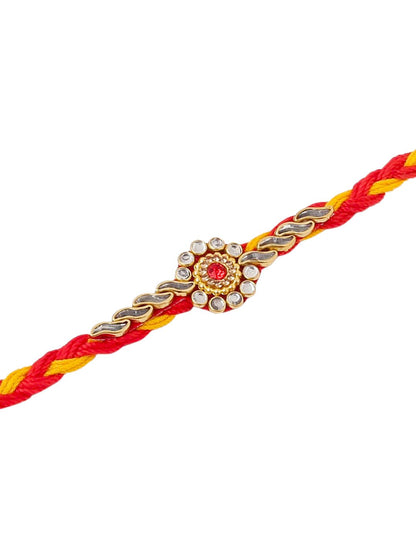 Anouk Set Of 3 Kundan Studded Thread Rakhis With Roli Chawal Chandan & Mishri