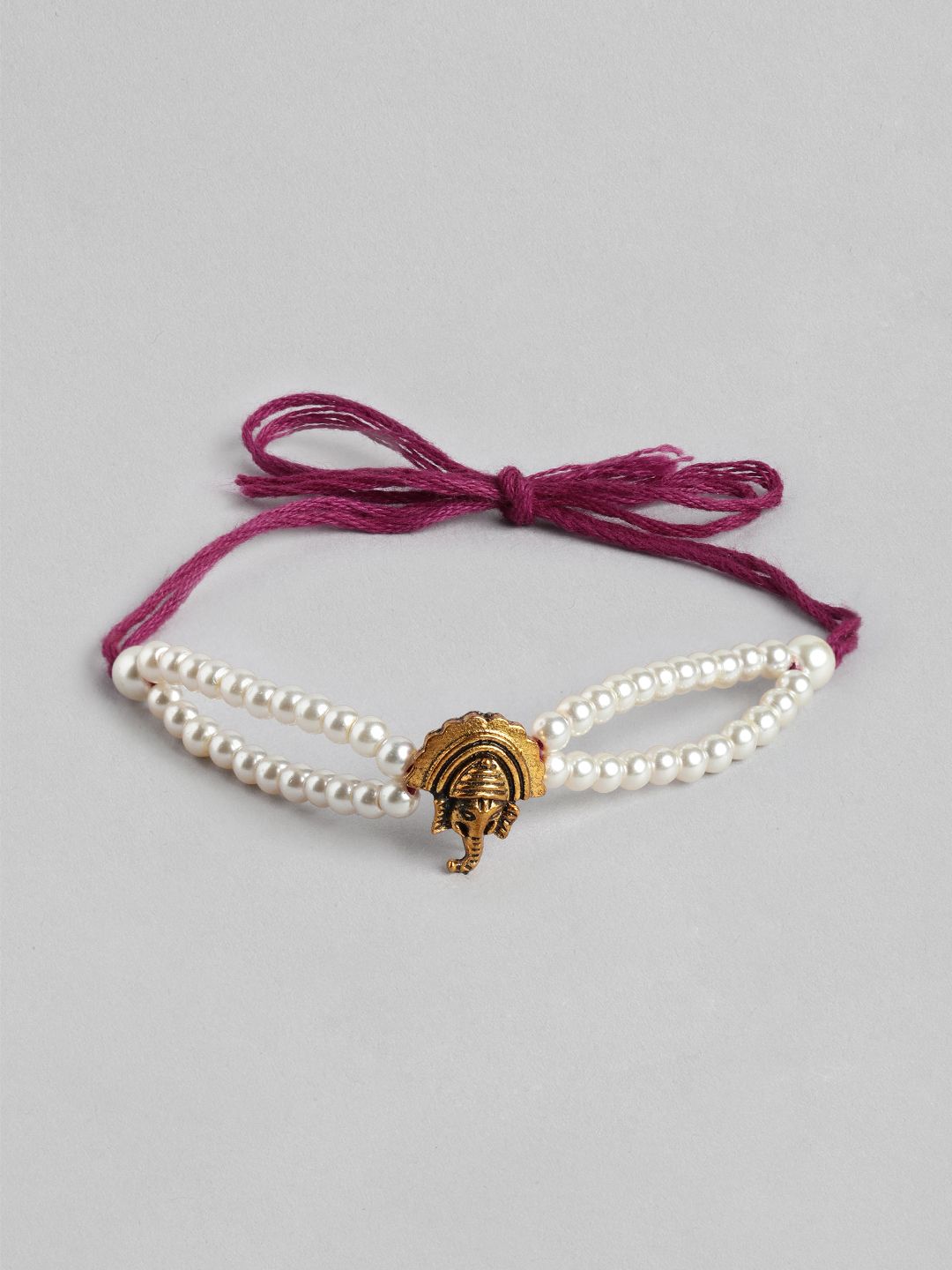 Anouk Unisex Set of 2 Beaded Bhai Bhabhi Rakhis With Roli & Chawal