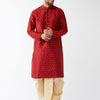Men's Maroon Silk Blend Straight Kurta and Dhoti Set