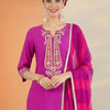 Dhiyona IE Women Ethnic Motifs Embroidered Regular Thread Work Kurta with Trousers & With Dupatta
