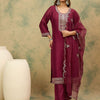 Dhiyona VA Women'sYoke Design Ethnic Motifs Straight Kurta With Trousers & Dupatta
