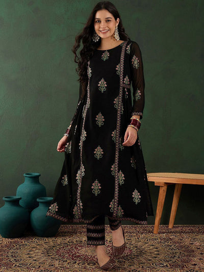 Indyancart SN Women's Floral Printed A-Line Kurta With Trouser