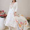 Dhiyona IE Women Floral Embroidered Regular Thread Work Kurta with Trousers & With Dupatta