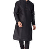 Men's Black Silk Blend Straight Kurta Pyjama Set