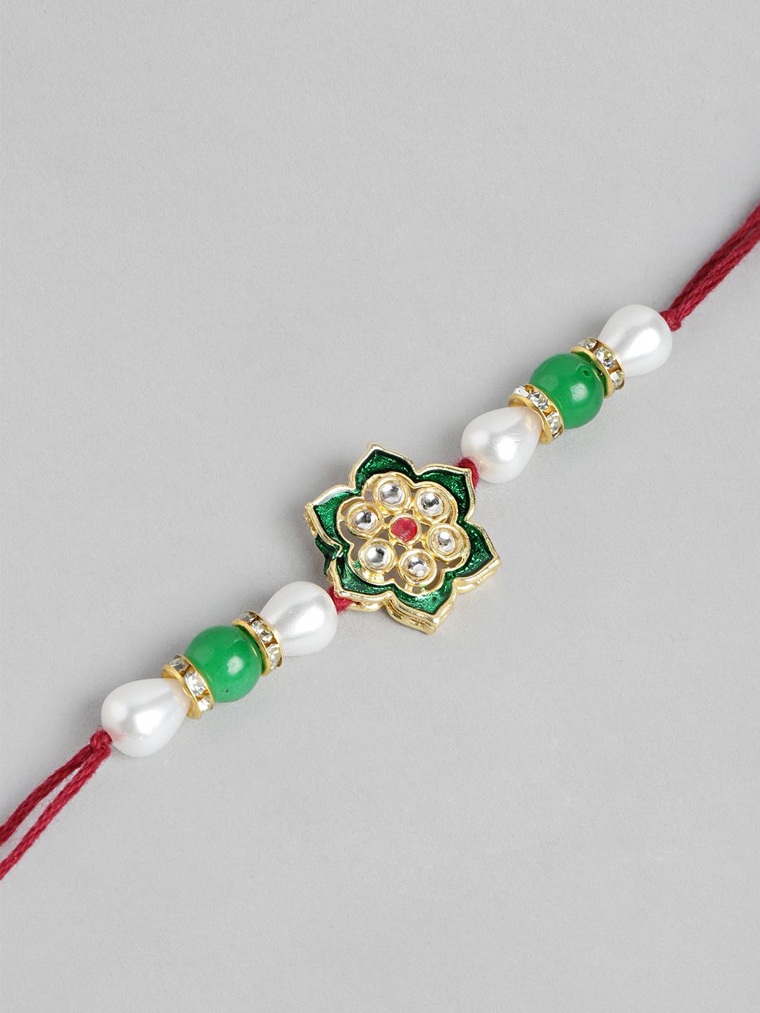 Anouk Unisex Set of 2 Beaded Bhai Bhabhi Rakhis With Roli & Chawal