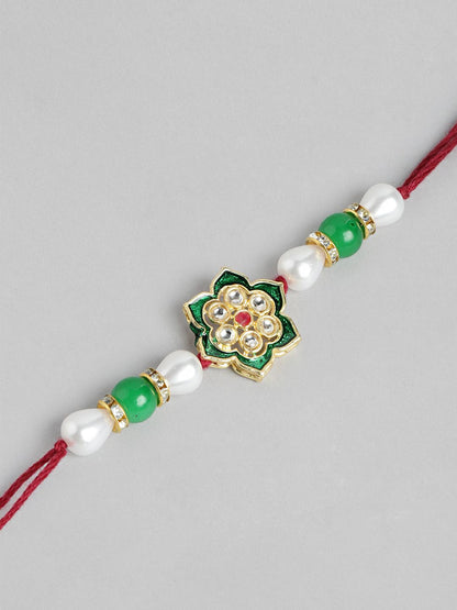 Anouk Unisex Set of 2 Beaded Bhai Bhabhi Rakhis With Roli & Chawal