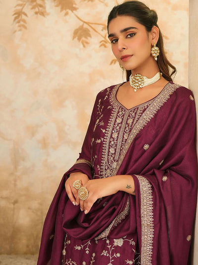Indyancart IE Women Ethnic Motifs Embroidered Kurta with Trousers & Dupatta