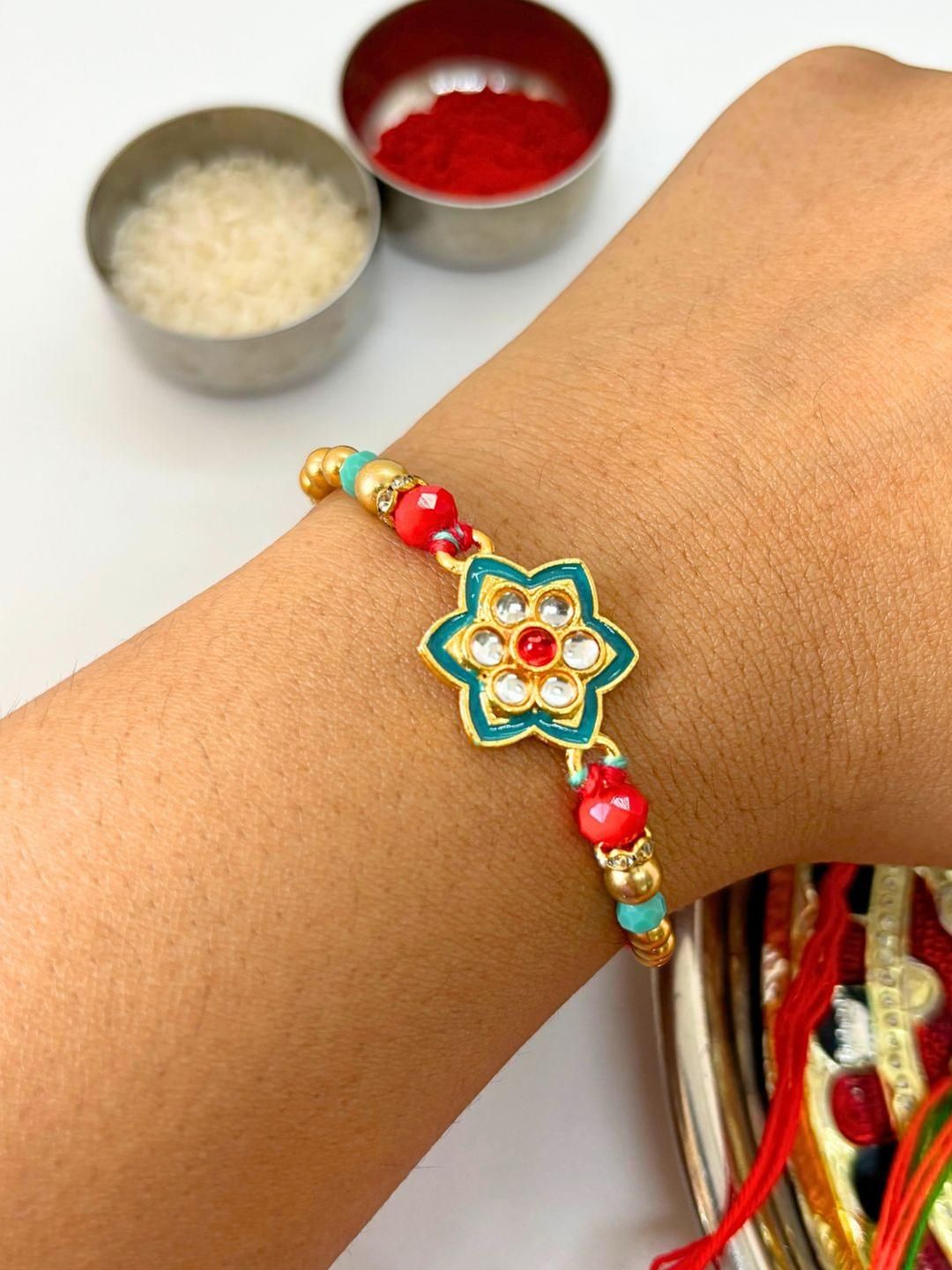 Anouk Pack of 4 Meenakari Kundan Traditional Rakhi